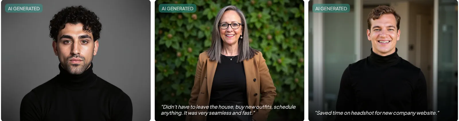 Voorbeelden van AI-gegenereerde zakelijke headshots