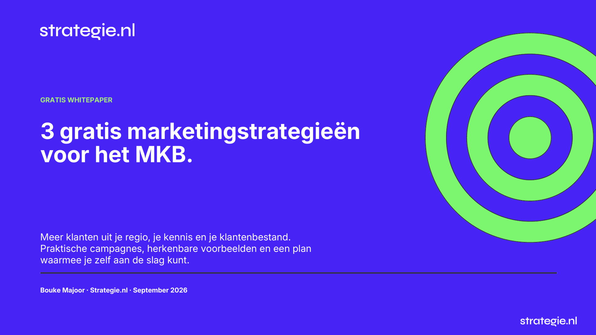 Cover van de whitepaper 3 gratis marketingstrategieën voor het MKB van Strategie.nl.