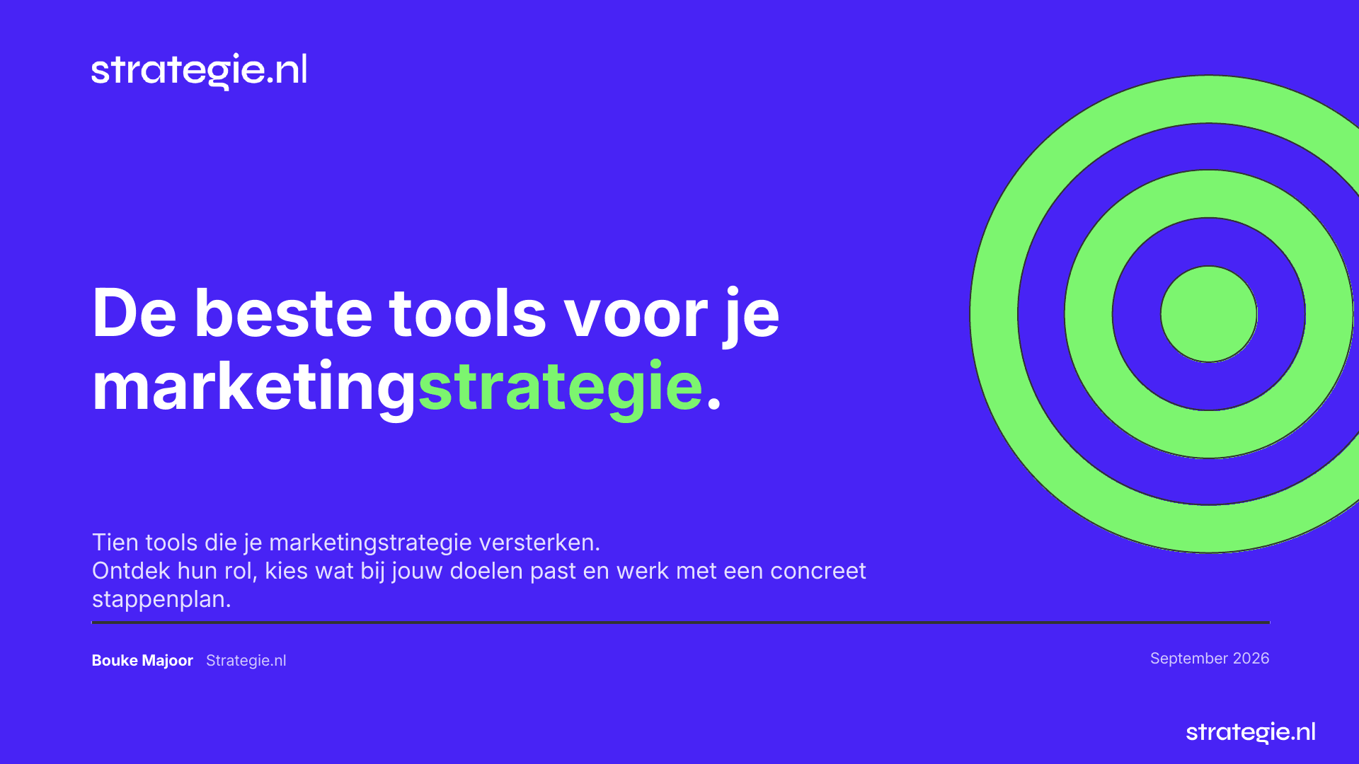 Cover van de whitepaper De beste tools voor je marketingstrategie van Strategie.nl.