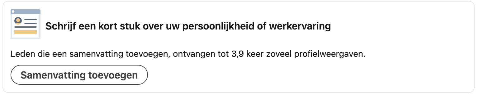 LinkedIn samenvatting toevoegen prompt