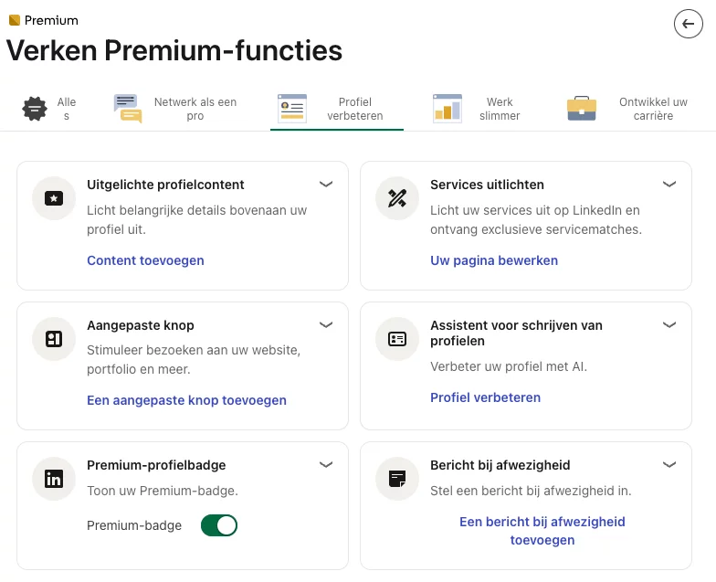LinkedIn Premium functies overzicht
