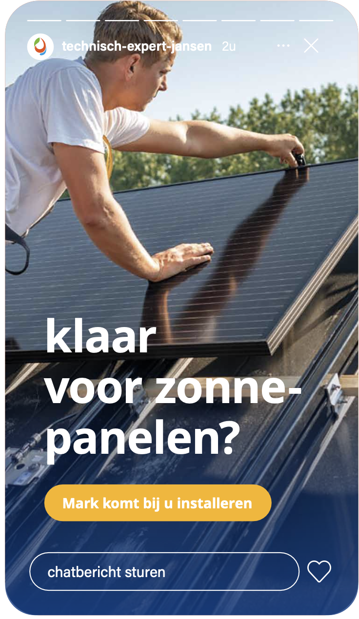 Instagram story-creative van Technisch Expert Jansen: klaar voor zonnepanelen