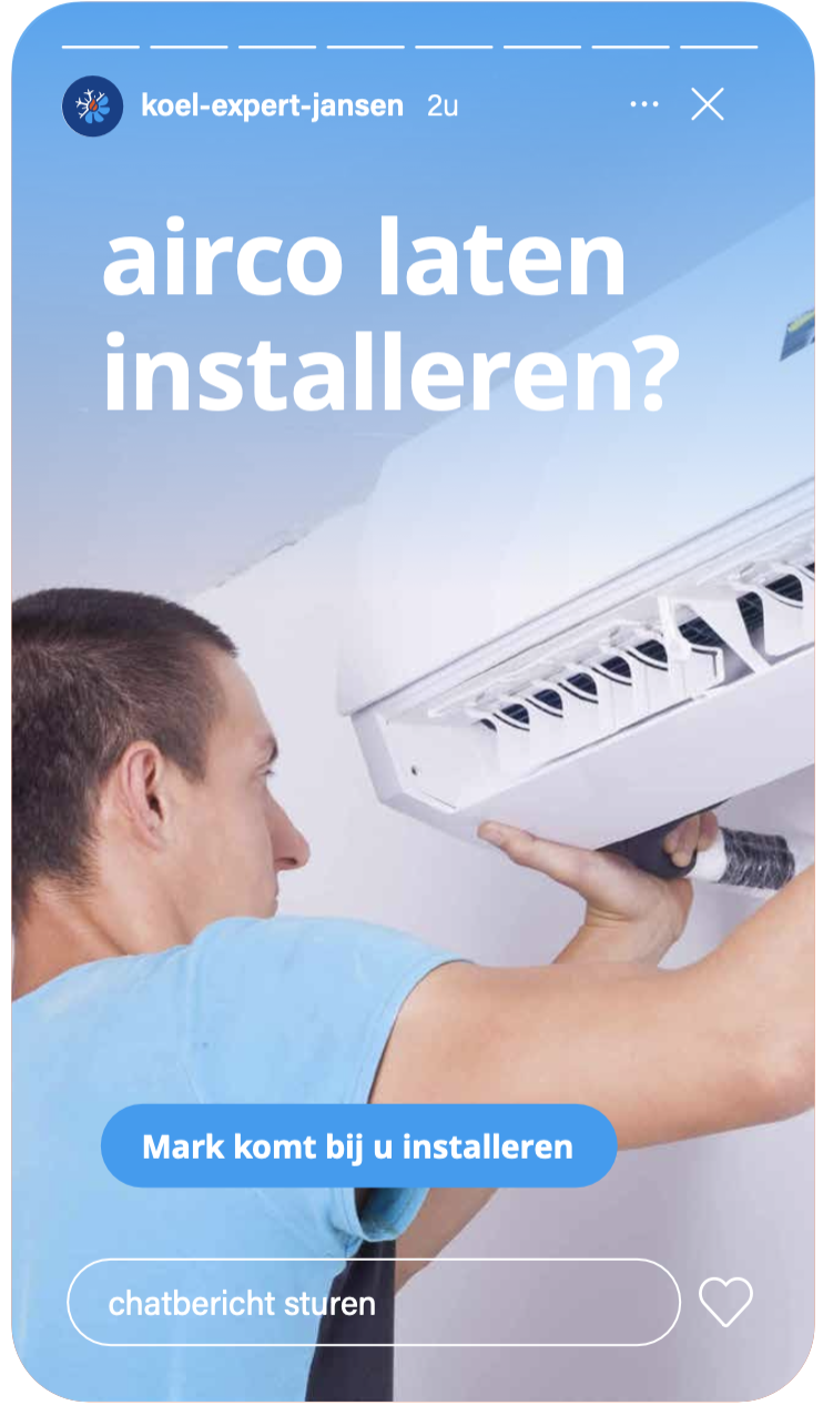 Instagram story-creative van Koel Expert Jansen: airco laten installeren